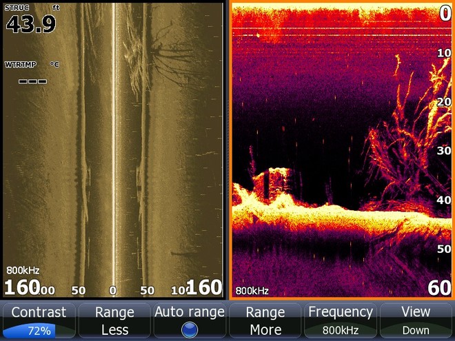 StructureScan - two different view of underwater structures © Powerboat-World.com http://www.powerboat-world.com